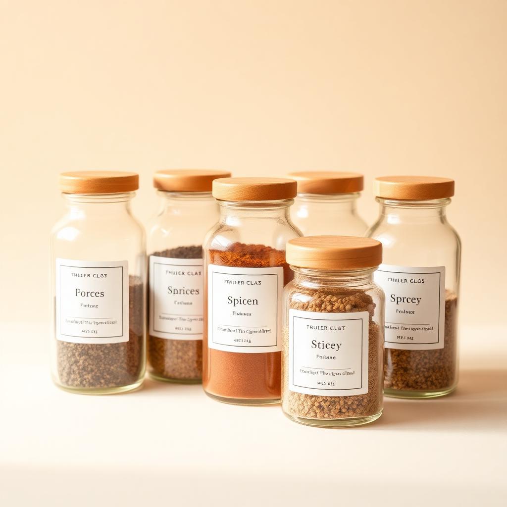 Minimalist Glass Spice Jar Set (Pack of 6)